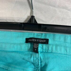 Eileen Fisher Teal Straight‎ Leg, Skinny Pants Sz 2 Stretch